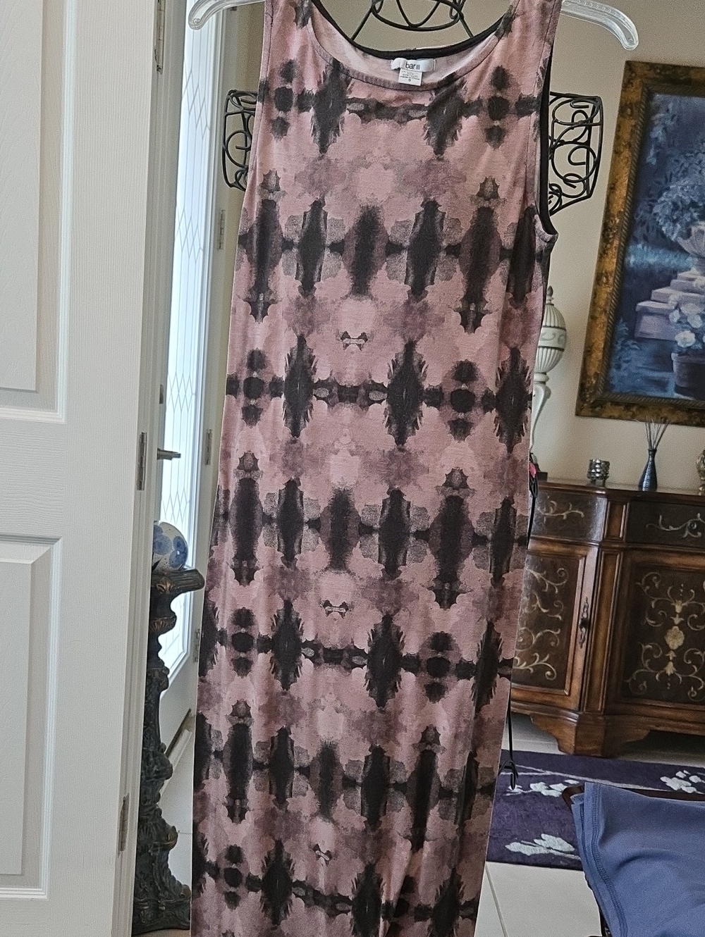 Bar III Pink and Charcoal Tie-Dyed Maxi Dress Sz Sm